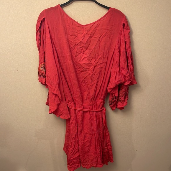 NWT Free People Cora Embroidered Mini Dress/Tunic in Red Small - Picture 4 of 6